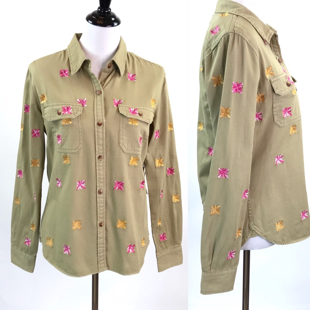 Artisan De Luxe Brown Embroidered Shirt Size M - Picture 2 of 7